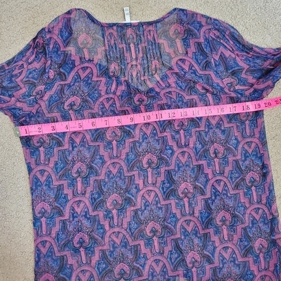 3/$30 ❤️ 𝅺joie Bohemian Sheer Paisley Print Silk Pop Over Blouse Size XXS - Picture 11 of 14